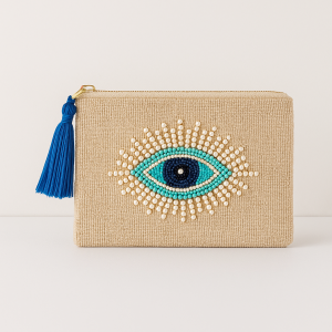 Evil Eye Beaded Clutch Pouch