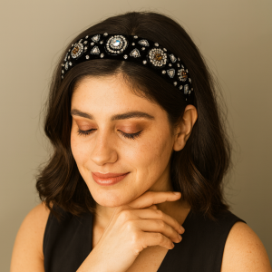 Midnight Royal Black Crystal Hairband