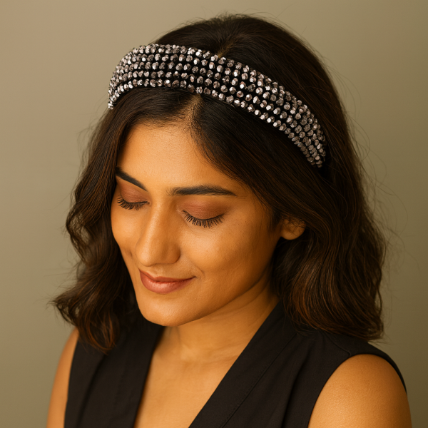 Midnight Silver Crystal Hairband