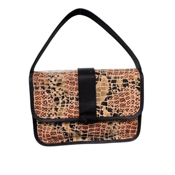 Croc-Textured Flap Bag