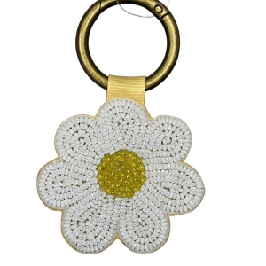 White Daisy Keychain