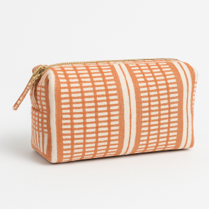 Orange Checkered Fabric Pouch