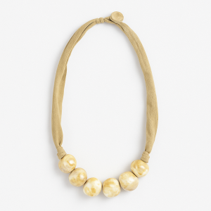 Beige Fabric Bead Necklace