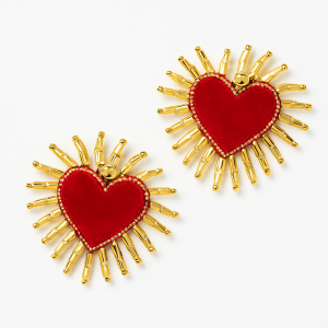 Red Heart Beaded Earrings
