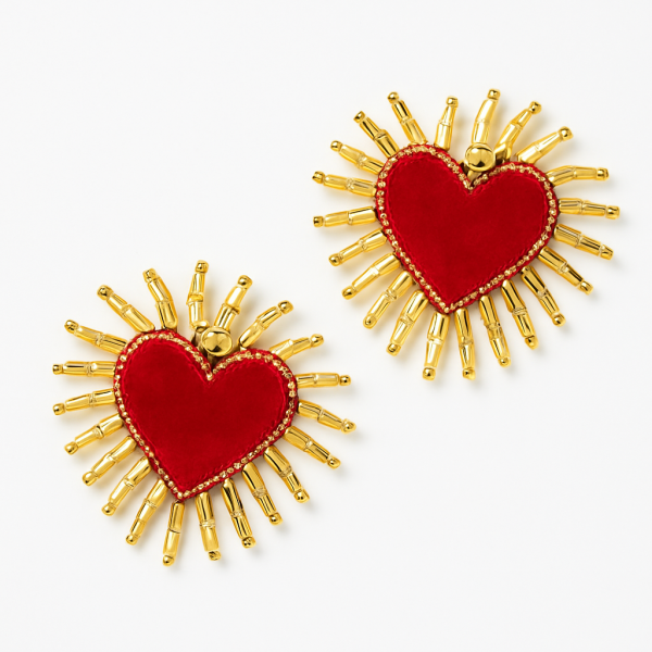 Red Heart Beaded Earrings