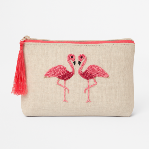 Flamingo Beaded Clutch Pouch