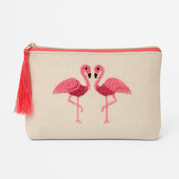 Flamingo Beaded Clutch Pouch