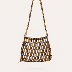 Two-Tone Macramé Shoulder Bag