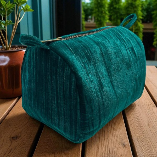 Teal Velvet Cosmetic Pouch