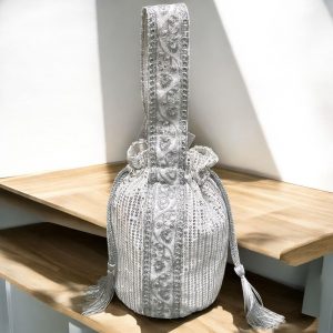 Silver Embroidered Potli Bag