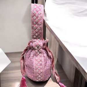 Pink Embroidered Potli Bag