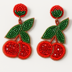 Cherry Beaded Earrings