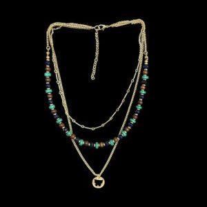 Bohemian Layered Bead & Pendant Necklace