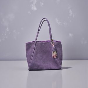 Luxury Purple Suede Tote Handbag
