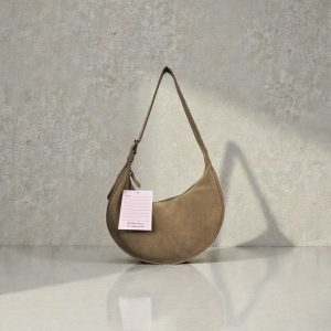 Classic Suede Half-Moon Bag – Khaki