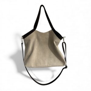 Taupe Suede Convertible Tote Bag