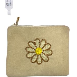 Floral Embroidered Velvet Pouch