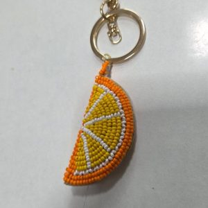 Orange Slice Beaded Key Ring – Handcrafted Citrus Charm