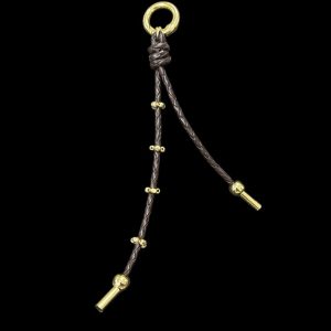 Minimalist PU Leather Braided Key Ring with Gold-Tone Accents