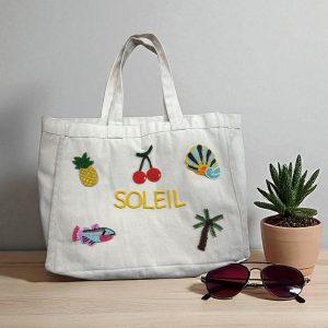 Embroidered Cotton Canvas Tote Bag – “Soleil” Edition