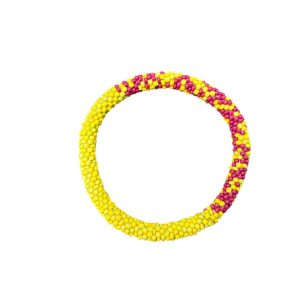 Handcrafted Seed Bead Bracelet – Yellow & Pink Beaded Bangle Style