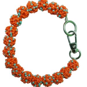 Handcrafted Seed Bead Bracelet with Lobster Clasp – Orange & Turquoise