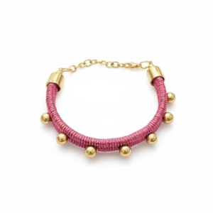 Blush Charm Thread Bracelet – Handcrafted Gold Bead Accent Design