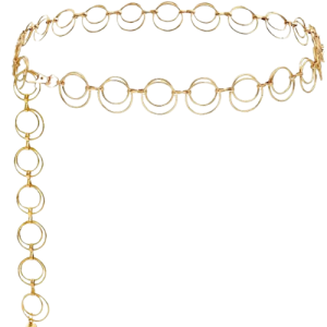 Gold-Tone Circular Chain Belt – Elegant Layered Metal Waist Belt