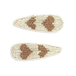 Hand-Beaded Heart Hair Clip Set – Elegant Pearl Snap Clips