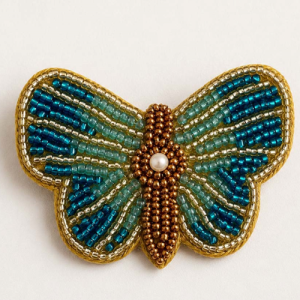 Handcrafted Blue Butterfly Beaded Brooch