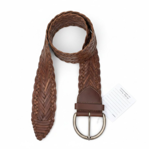 Handcrafted Braided Leather Statement Belt – Vintage Brown Wide Waist Belt