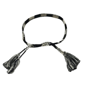 Handcrafted Braided Tassel Belt – Black & White Bohemian Waist Accessory