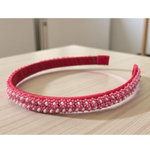 Handcrafted Pink Beaded Hairband – Floral Embroidered Fashion Headband