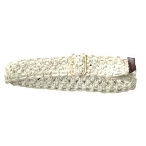 Handwoven Cotton Crochet Belt – Ivory Boho Fashion Waist Belt