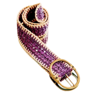 Handwoven Crochet Fashion Belt – Purple Boho Statement Waist Belt