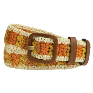 Handwoven Raffia Crochet Belt – Multicolor Bohemian Fashion Belt