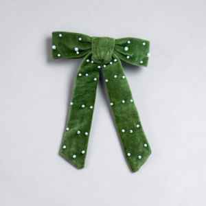 Pearl Embellished Velvet Bow Hair Clip – Elegant Statement Hair Accessory