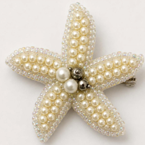Pearl Starfish Handcrafted Beaded Brooch